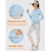 imageBlingfit Womens Workout Tops Long Sleeve Running Hiking Athletic Gym Shirts Lightweight UPF50 UV Rash Guard Sun ProtectionLight Green Light Blue