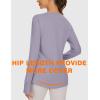 imageBlingfit Womens Workout Tops Long Sleeve Running Hiking Athletic Gym Shirts Lightweight UPF50 UV Rash Guard Sun ProtectionPuple Gray