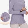 imageBlingfit Womens Workout Tops Long Sleeve Running Hiking Athletic Gym Shirts Lightweight UPF50 UV Rash Guard Sun ProtectionPuple Gray