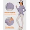 imageBlingfit Womens Workout Tops Long Sleeve Running Hiking Athletic Gym Shirts Lightweight UPF50 UV Rash Guard Sun ProtectionPuple Gray