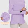 imageBlingfit Womens Workout Tops Long Sleeve Running Hiking Athletic Gym Shirts Lightweight UPF50 UV Rash Guard Sun ProtectionPurple