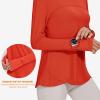 imageBlingfit Womens Workout Tops Long Sleeve Running Hiking Athletic Gym Shirts Lightweight UPF50 UV Rash Guard Sun ProtectionTomato Red