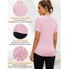 imageBlingfit Workout Tops for Women Short Sleeve Yoga Shirts Sports Gym Tshirts Quick Drying Running Top UPF 80 Sun ProtectionBblackwhitelight Pink