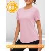 imageBlingfit Workout Tops for Women Short Sleeve Yoga Shirts Sports Gym Tshirts Quick Drying Running Top UPF 80 Sun ProtectionBblackwhitelight Pink
