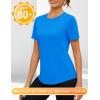 imageBlingfit Workout Tops for Women Short Sleeve Yoga Shirts Sports Gym Tshirts Quick Drying Running Top UPF 80 Sun ProtectionBlue