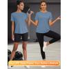 imageBlingfit Workout Tops for Women Short Sleeve Yoga Shirts Sports Gym Tshirts Quick Drying Running Top UPF 80 Sun ProtectionGray Blue