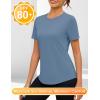 imageBlingfit Workout Tops for Women Short Sleeve Yoga Shirts Sports Gym Tshirts Quick Drying Running Top UPF 80 Sun ProtectionGray Blue