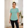 imageBlingfit Workout Tops for Women Short Sleeve Yoga Shirts Sports Gym Tshirts Quick Drying Running Top UPF 80 Sun ProtectionGray Green