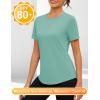 imageBlingfit Workout Tops for Women Short Sleeve Yoga Shirts Sports Gym Tshirts Quick Drying Running Top UPF 80 Sun ProtectionGray Green