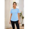 imageBlingfit Workout Tops for Women Short Sleeve Yoga Shirts Sports Gym Tshirts Quick Drying Running Top UPF 80 Sun ProtectionLight Blue