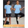 imageBlingfit Workout Tops for Women Short Sleeve Yoga Shirts Sports Gym Tshirts Quick Drying Running Top UPF 80 Sun ProtectionLight Blue