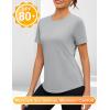 imageBlingfit Workout Tops for Women Short Sleeve Yoga Shirts Sports Gym Tshirts Quick Drying Running Top UPF 80 Sun ProtectionLight Gray