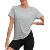 imageBlingfit Workout Tops for Women Short Sleeve Yoga Shirts Sports Gym Tshirts Quick Drying Running Top UPF 80 Sun ProtectionLight Gray