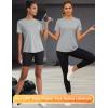imageBlingfit Workout Tops for Women Short Sleeve Yoga Shirts Sports Gym Tshirts Quick Drying Running Top UPF 80 Sun ProtectionLight Gray