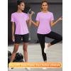 imageBlingfit Workout Tops for Women Short Sleeve Yoga Shirts Sports Gym Tshirts Quick Drying Running Top UPF 80 Sun ProtectionLight Gray Purple