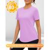 imageBlingfit Workout Tops for Women Short Sleeve Yoga Shirts Sports Gym Tshirts Quick Drying Running Top UPF 80 Sun ProtectionLight Gray Purple