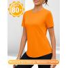 imageBlingfit Workout Tops for Women Short Sleeve Yoga Shirts Sports Gym Tshirts Quick Drying Running Top UPF 80 Sun ProtectionOrange