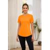 imageBlingfit Workout Tops for Women Short Sleeve Yoga Shirts Sports Gym Tshirts Quick Drying Running Top UPF 80 Sun ProtectionOrange