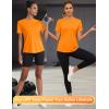 imageBlingfit Workout Tops for Women Short Sleeve Yoga Shirts Sports Gym Tshirts Quick Drying Running Top UPF 80 Sun ProtectionOrange