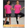 imageBlingfit Workout Tops for Women Short Sleeve Yoga Shirts Sports Gym Tshirts Quick Drying Running Top UPF 80 Sun ProtectionRose Red