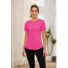 imageBlingfit Workout Tops for Women Short Sleeve Yoga Shirts Sports Gym Tshirts Quick Drying Running Top UPF 80 Sun ProtectionRose Red
