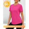 imageBlingfit Workout Tops for Women Short Sleeve Yoga Shirts Sports Gym Tshirts Quick Drying Running Top UPF 80 Sun ProtectionRose Red