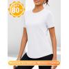 imageBlingfit Workout Tops for Women Short Sleeve Yoga Shirts Sports Gym Tshirts Quick Drying Running Top UPF 80 Sun ProtectionWhite