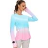 imageBlingfit Womens Workout Tops Long Sleeve Running Hiking Athletic Gym Shirts Lightweight UPF50 UV Rash Guard Sun ProtectionPlb1