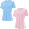 imageBlingfit Workout Tops for Women Short Sleeve Yoga Shirts Sports Gym Tshirts Quick Drying Running Top UPF 80 Sun ProtectionLight Bluelight Pink