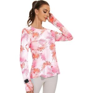 imageBlingfit Womens Workout Tops Long Sleeve Running Hiking Athletic Gym Shirts Lightweight UPF50 UV Rash Guard Sun ProtectionWpf