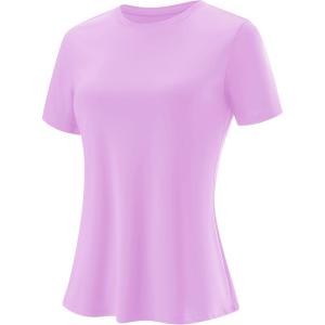 imageBlingfit Workout Tops for Women Short Sleeve Yoga Shirts Sports Gym Tshirts Quick Drying Running Top UPF 80 Sun ProtectionLight Gray Purple
