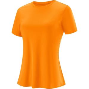 imageBlingfit Workout Tops for Women Short Sleeve Yoga Shirts Sports Gym Tshirts Quick Drying Running Top UPF 80 Sun ProtectionOrange