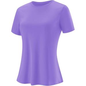 imageBlingfit Workout Tops for Women Short Sleeve Yoga Shirts Sports Gym Tshirts Quick Drying Running Top UPF 80 Sun ProtectionPurple