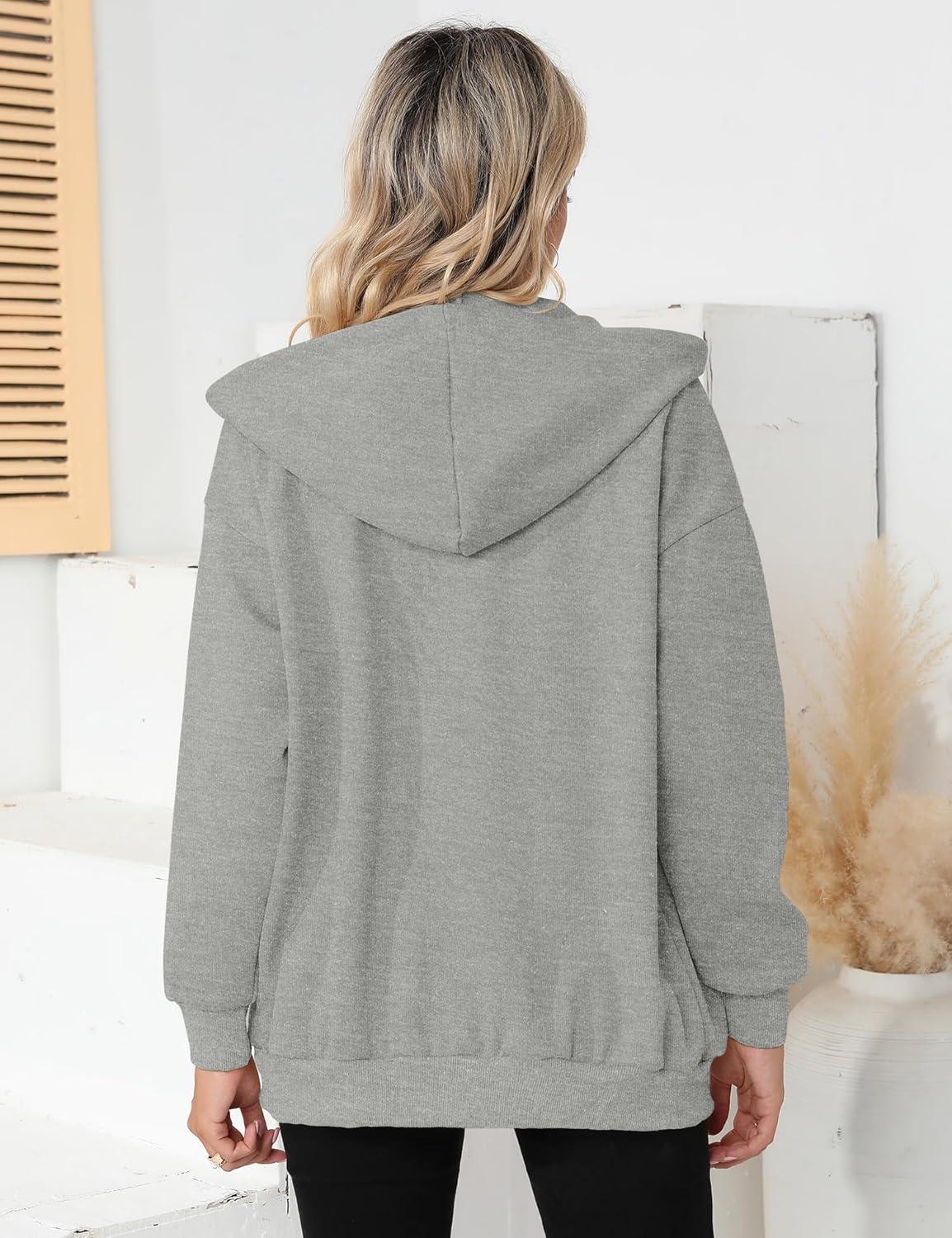 imageBlingfit Zip Up Hoodies for Women Oversized Y2K Velvet Sweatshirt Long Sleeve 2024 Fashion Hoodie Jacket with PocketAgrey