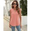 imageBlingfit Womens V Neck Guipure Lace Tank Tops Sleeveless Dressy Blouses Summer Casual SolidFloral Tunic ShirtsAcoral Pink