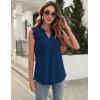 imageBlingfit Womens V Neck Guipure Lace Tank Tops Sleeveless Dressy Blouses Summer Casual SolidFloral Tunic ShirtsAdark Blue