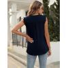 imageBlingfit Womens V Neck Guipure Lace Tank Tops Sleeveless Dressy Blouses Summer Casual SolidFloral Tunic ShirtsAnavy Blue