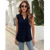 imageBlingfit Womens V Neck Guipure Lace Tank Tops Sleeveless Dressy Blouses Summer Casual SolidFloral Tunic ShirtsAnavy Blue