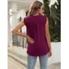 imageBlingfit Womens V Neck Guipure Lace Tank Tops Sleeveless Dressy Blouses Summer Casual SolidFloral Tunic ShirtsApurple Red