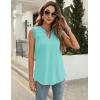 imageBlingfit Womens V Neck Guipure Lace Tank Tops Sleeveless Dressy Blouses Summer Casual SolidFloral Tunic ShirtsAwater Blue