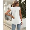 imageBlingfit Womens V Neck Guipure Lace Tank Tops Sleeveless Dressy Blouses Summer Casual SolidFloral Tunic ShirtsAwhite