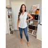 imageBlingfit Womens V Neck Guipure Lace Tank Tops Sleeveless Dressy Blouses Summer Casual SolidFloral Tunic ShirtsAwhite