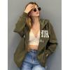 imageBlingfit Zip Up Hoodies for Women Oversized Y2K Velvet Sweatshirt Long Sleeve 2024 Fashion Hoodie Jacket with PocketAarmy Green