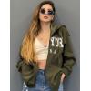 imageBlingfit Zip Up Hoodies for Women Oversized Y2K Velvet Sweatshirt Long Sleeve 2024 Fashion Hoodie Jacket with PocketAarmy Green