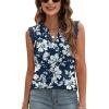 imageBlingfit Womens V Neck Guipure Lace Tank Tops Sleeveless Dressy Blouses Summer Casual SolidFloral Tunic ShirtsBnavy White Floral