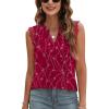 imageBlingfit Womens V Neck Guipure Lace Tank Tops Sleeveless Dressy Blouses Summer Casual SolidFloral Tunic ShirtsBwine Red Floral