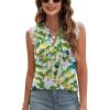 imageBlingfit Womens V Neck Guipure Lace Tank Tops Sleeveless Dressy Blouses Summer Casual SolidFloral Tunic ShirtsByellow Green Printed