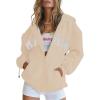 imageBlingfit Zip Up Hoodies for Women Oversized Y2K Velvet Sweatshirt Long Sleeve 2024 Fashion Hoodie Jacket with PocketBkhaki