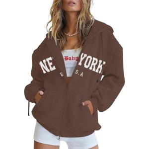imageBlingfit Zip Up Hoodies for Women Oversized Y2K Velvet Sweatshirt Long Sleeve 2024 Fashion Hoodie Jacket with PocketAcoffee